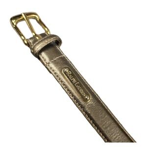 Ralph Lauren Womens M Gold Leather Mini Belt 90s Vintage Equestrian Old Money